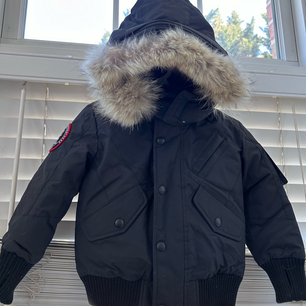 kids goose down fur hood arctic parka coat Triple fat goose winter black 4